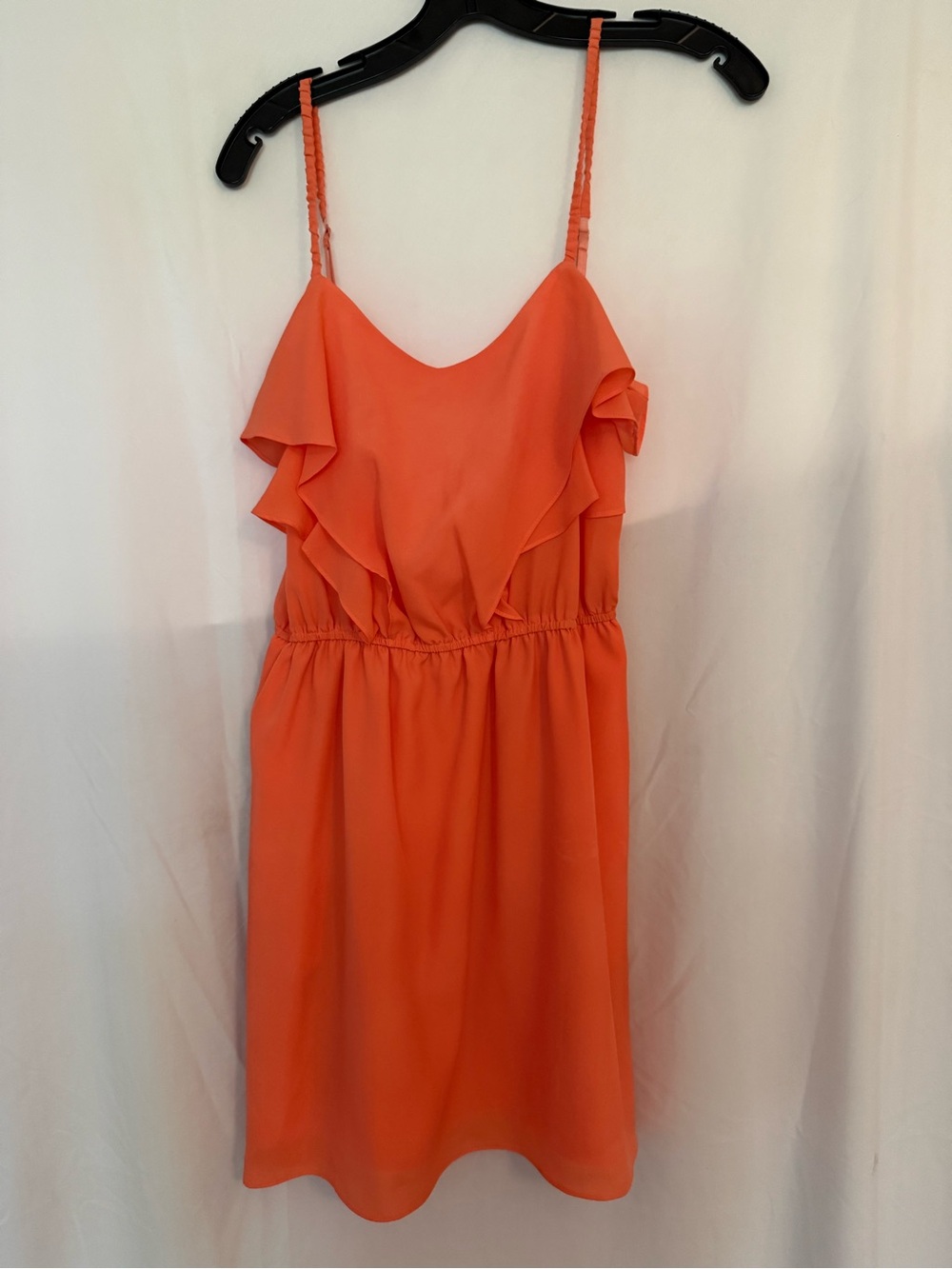 Women’s Coral Spaghetti Strap Ruffled Dress